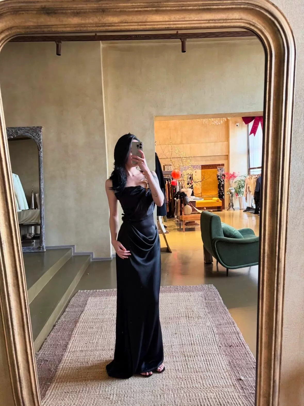 Classy Mermaid One Shoulder Black Satin Long Prom Dresses Party Dress Birthday Outfits Graduation Dresses W0763