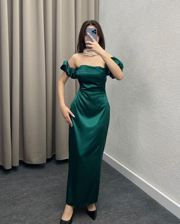 Classy Mermaid Off The Shoulder Dark Green Formal Long Prom Gown Summer Wedding Guest Dress Bridal Guest Dresses Wedding Outfits For Guest W1044