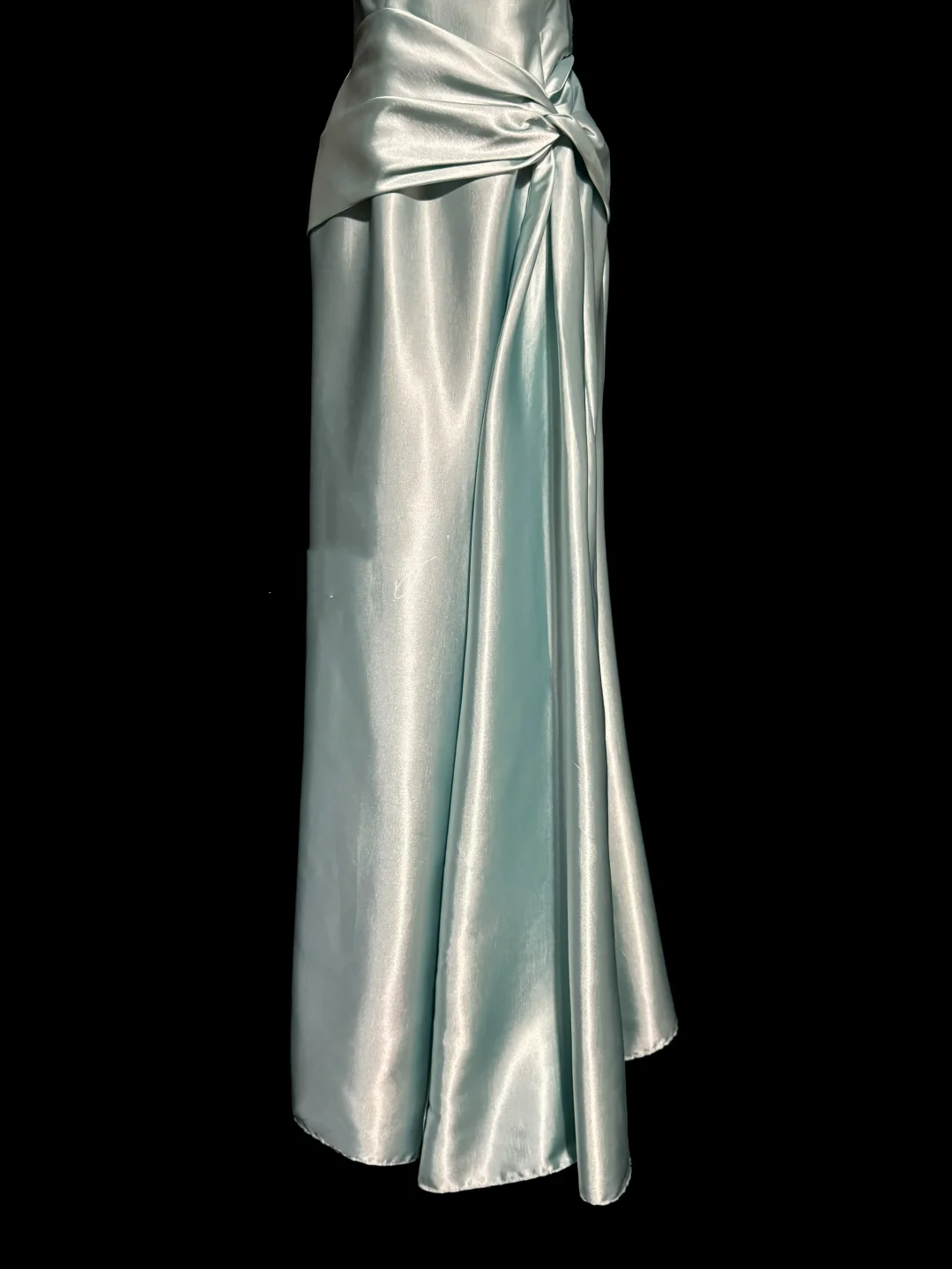 Vintage A line Strapless Sleeveless Light Sky Blue Satin Petite Mother Of Bride Dress Party Gown Floor Length For Summer Women Wedding W842