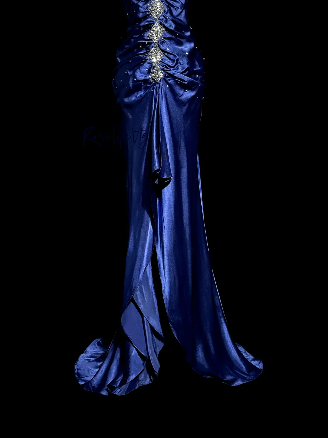 Vintage High Low Spaghetti Straps Royal Blue Satin Long Prom Dresses Party Dress 20th Birthday Outfits Graduation Dresses W847