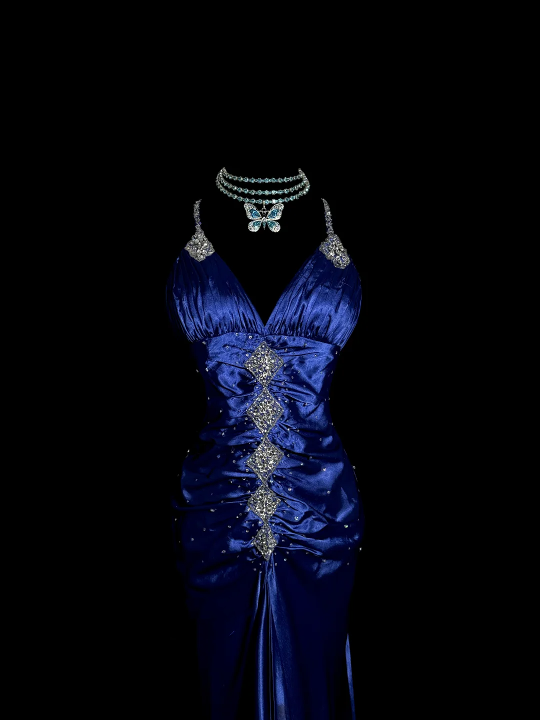 Vintage High Low Spaghetti Straps Royal Blue Satin Long Prom Dresses Party Dress 20th Birthday Outfits Graduation Dresses W847
