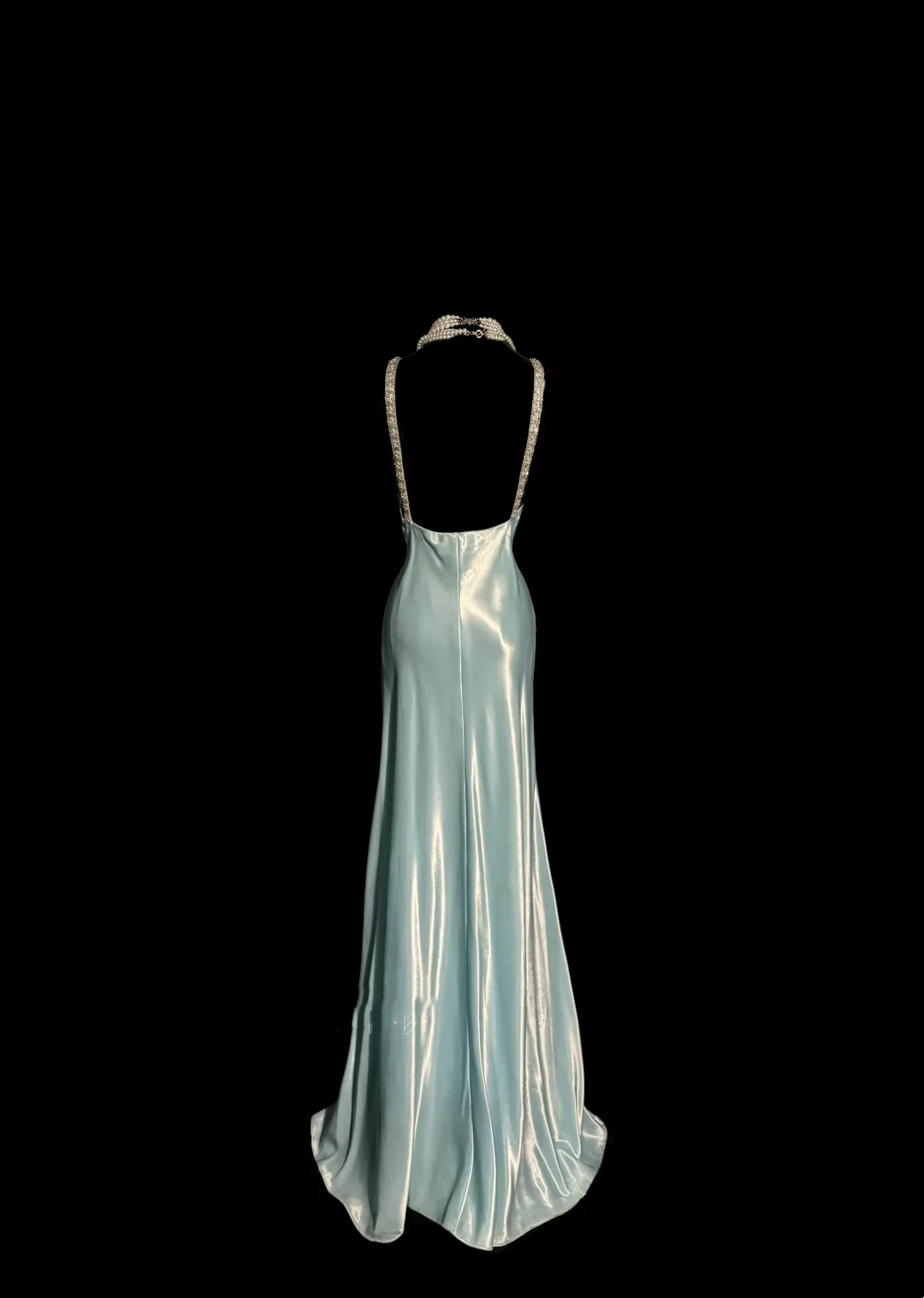 Robe de bal longue vintage à bretelles bleu ciel clair des années 90, tenue de soirée pour 20e anniversaire, robe de remise de diplôme, W853