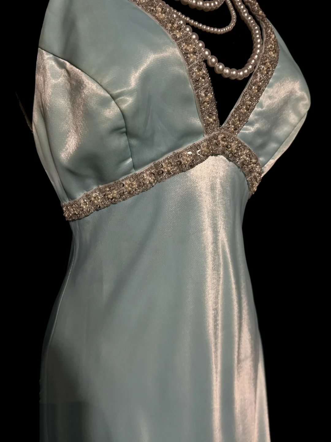 Robe de bal longue vintage à bretelles bleu ciel clair des années 90, tenue de soirée pour 20e anniversaire, robe de remise de diplôme, W853
