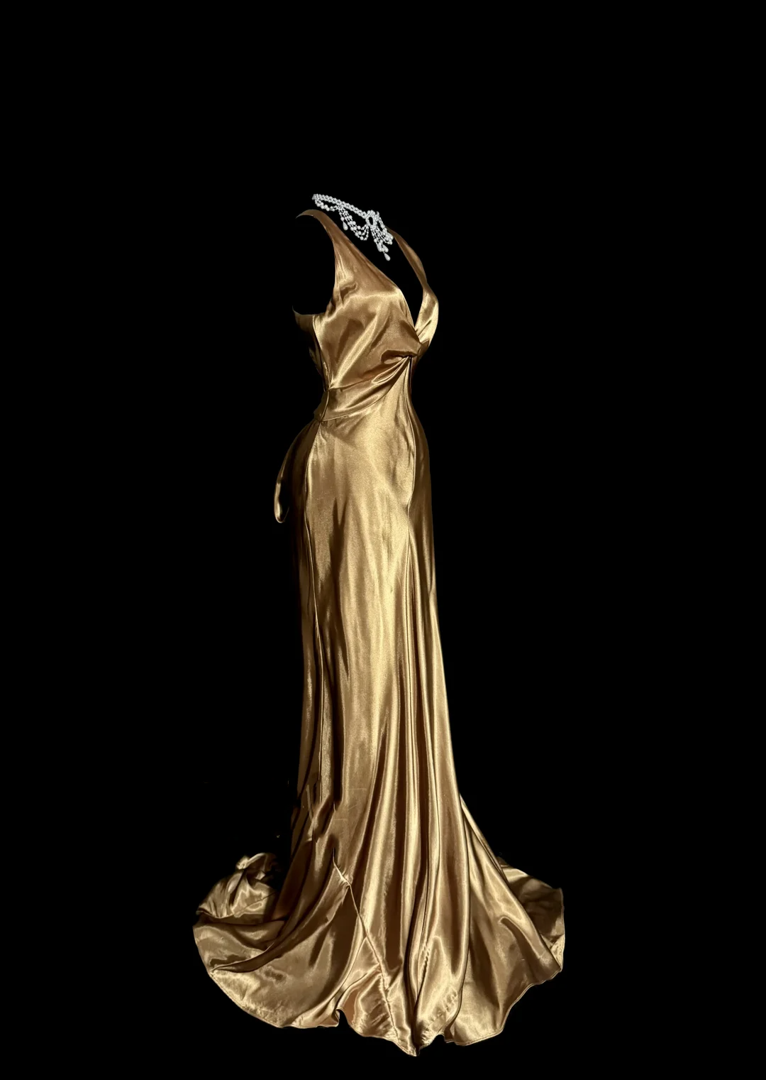 Vintage Mermaid V Neck Gold 1950s Retro Classy Satin Long Prom Dresses Party Dress 21st Birthday Outfits Graduation Dresses W857