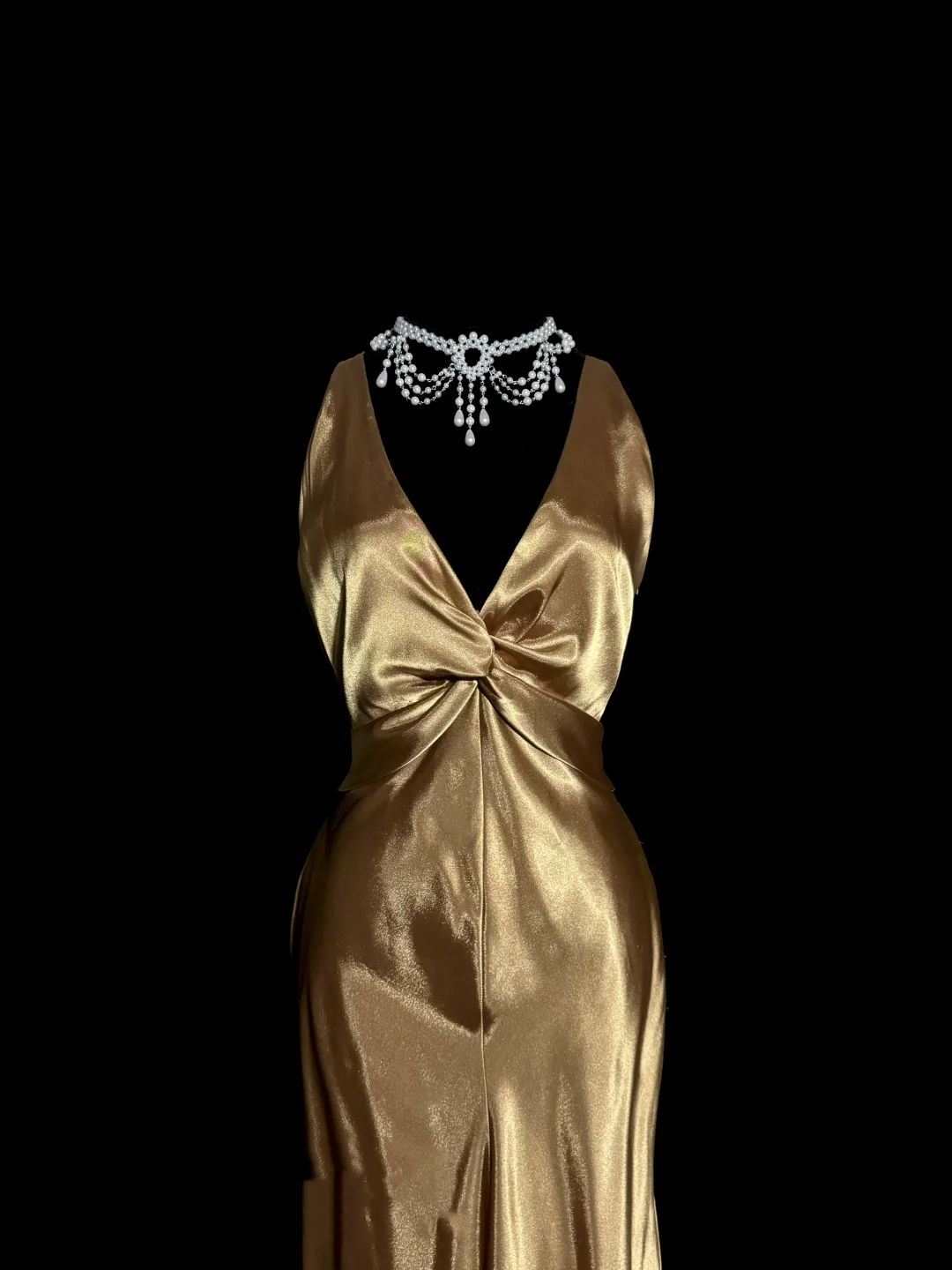 Vintage Mermaid V Neck Gold 1950s Retro Classy Satin Long Prom Dresses Party Dress 21st Birthday Outfits Graduation Dresses W857