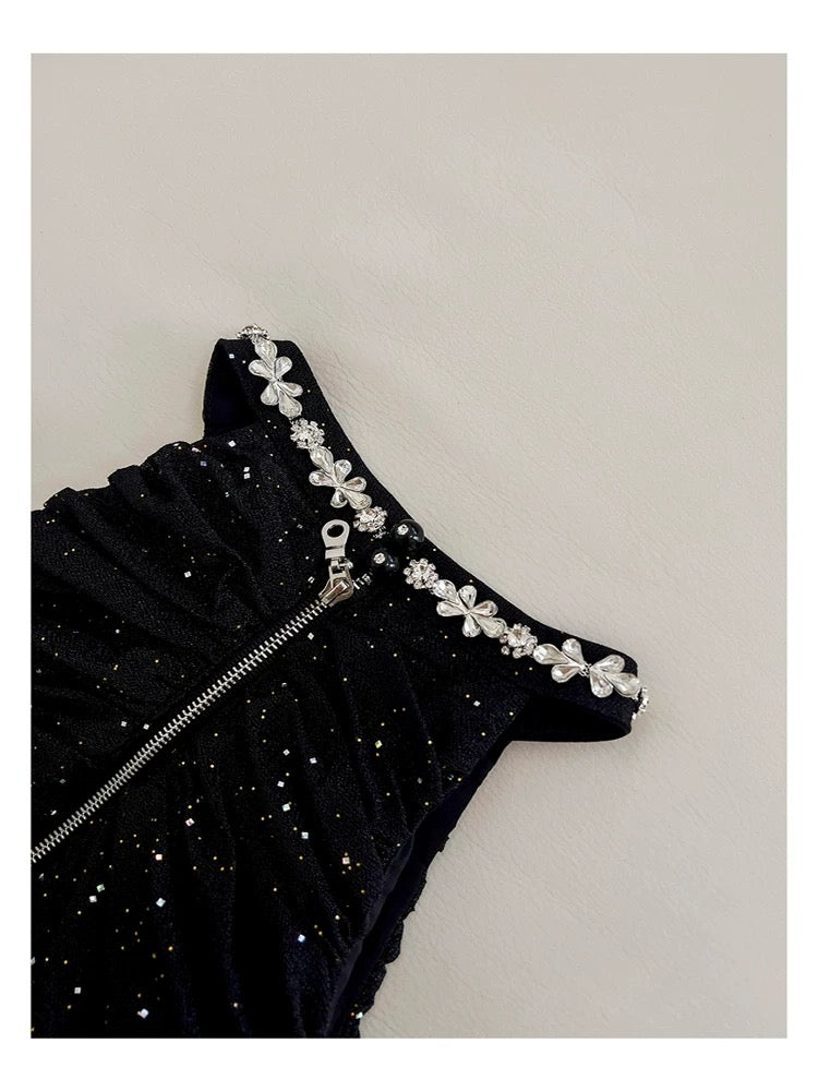 Pretty Sheath High Neck Black Summer 16th Birthday Dresses For Teens Hoco Dress Mini 18th Birthday Outfit Cocktail Dresses For Women W882