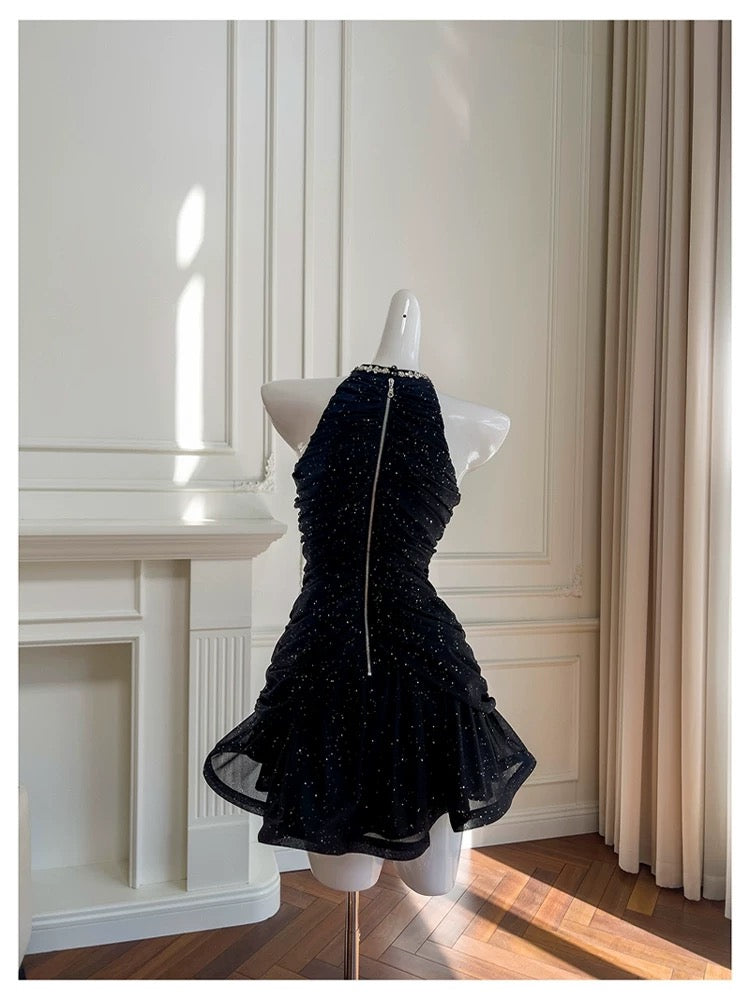 Pretty Sheath High Neck Black Summer 16th Birthday Dresses For Teens Hoco Dress Mini 18th Birthday Outfit Cocktail Dresses For Women W882