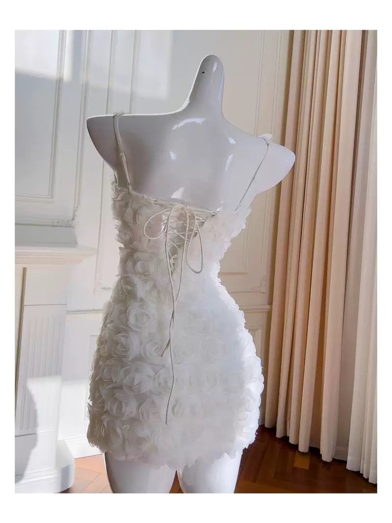 Pretty Sheath Square Neck White Floral Summer 16th Birthday Dresses For Teens Hoco Dress Mini 18th Birthday Outfit Cocktail Dresses For Women W913
