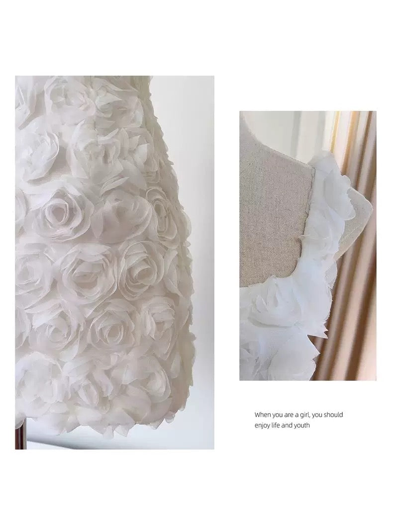 Pretty Sheath Square Neck White Floral Summer 16th Birthday Dresses For Teens Hoco Dress Mini 18th Birthday Outfit Cocktail Dresses For Women W913
