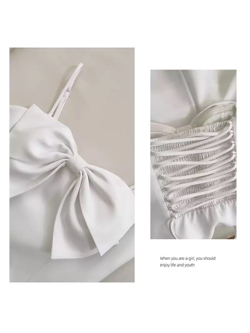 Robe de soirée courte en satin blanc à bretelles spaghetti, coupe trapèze, tendance, tenue d'été pour le collège, tenue d'anniversaire, W920