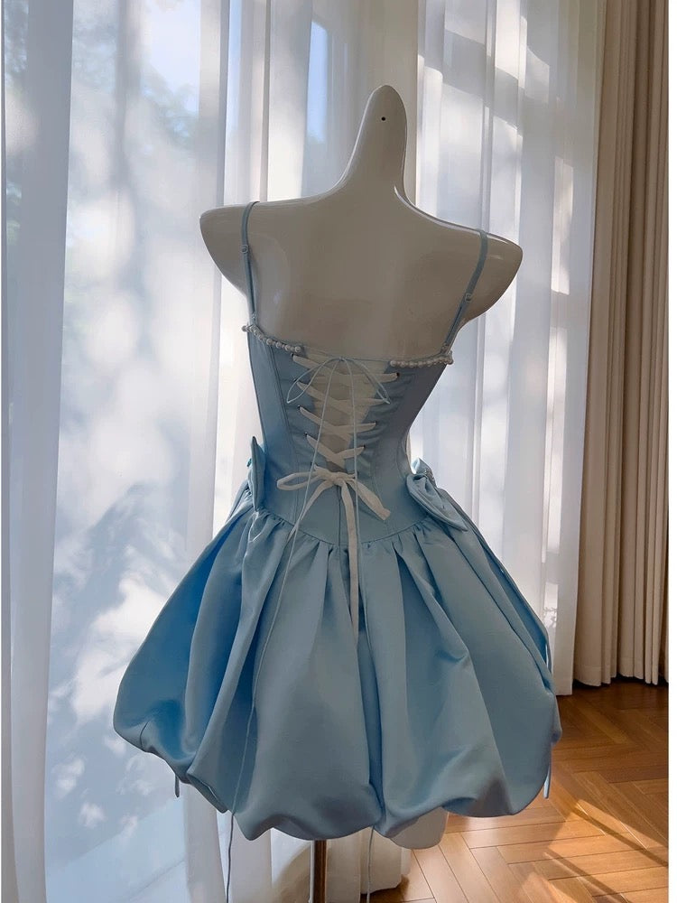 Robe de bal tendance à bretelles spaghetti en satin rose sans manches, robe courte de soirée formelle pour le collège, robe de cocktail d'été, tenue d'anniversaire W986