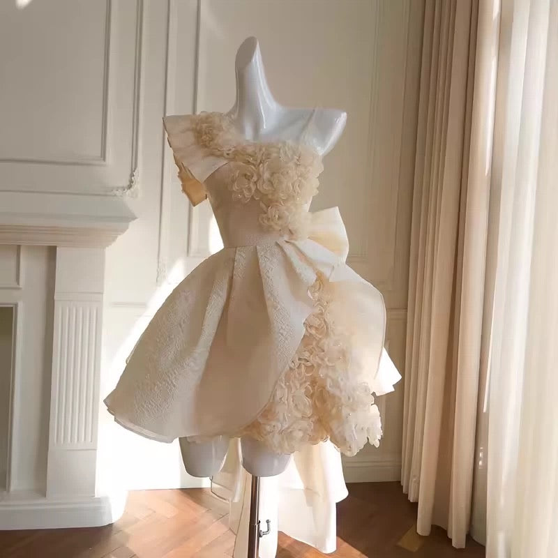 Cute Ball Gown Black Lace Flowers Short Summer 18th Birthday Dresses Hoco Dress Mini 21st Birthday Outfit Cocktail Dresses W979