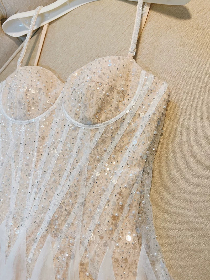 Cute A line Spaghetti Straps Champagne Formal Short 8th Grade Homecoming Dress Summer Middle School Hoco Dresses Birthday Outfits W973