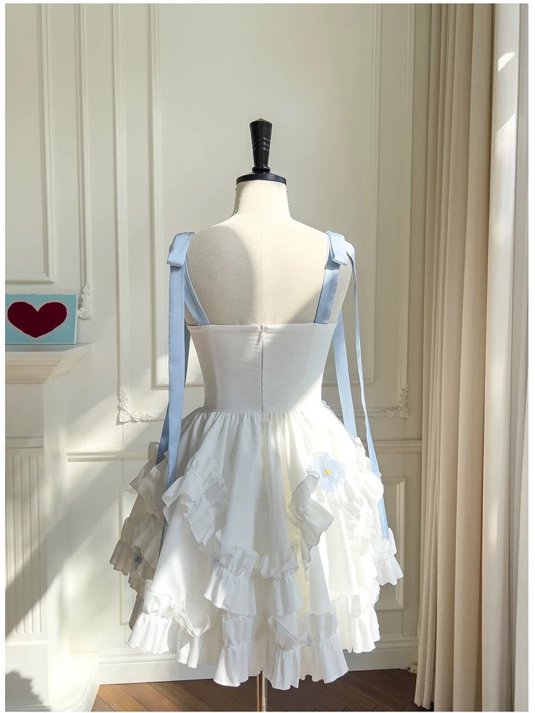 Robe de bal tendance à bretelles spaghetti en mousseline blanche, courte, robe de bal de 8e année, robes d'été Hoco pour le collège, robe de cocktail, tenues d'anniversaire W968