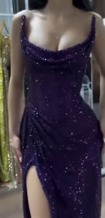 Classy Mermaid Strapless Black Girls Sequin Grape Sequin Long Prom Dresses Party Dress Birthday Outfits Graduation Dresses W992