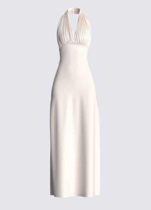 Superbe robe de bal blanche à col licou, coupe trapèze, tenue d'invitée de mariage d'été formelle, DP770
