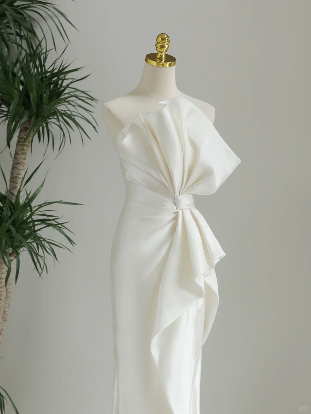 Robe de mariée classique sirène bustier en satin blanc, longue, simple, DH1285