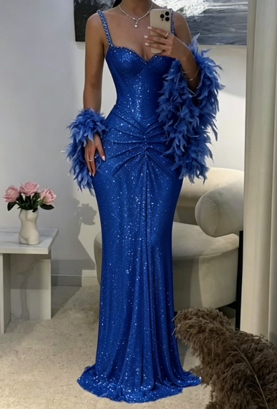 Sexy Mermaid Straps Silver Sequin Long Prom Dresses Party Dress 20th Birthday Outfits Graduation Dresses DH2217