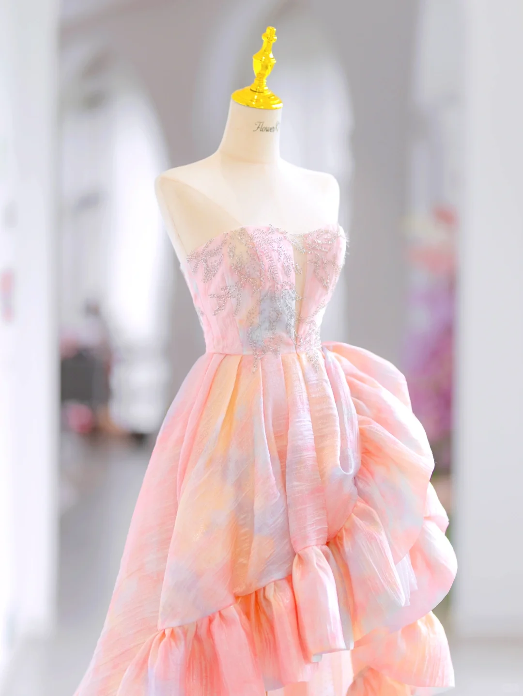 Glamorous High Low Sweetheart Floral Long Evening Party Gowns Evening Special Formal Dresses Prom Dress DH2788