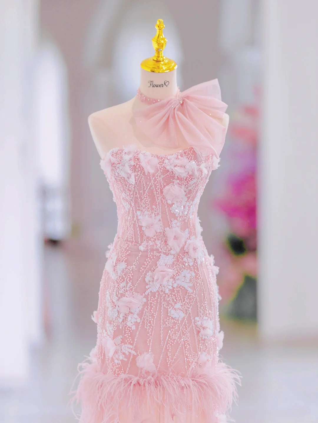 Glamorous Mermaid Sweetheart Floral Long Pink Evening Party Gowns Evening Special Formal Dresses Prom Dress DH2790