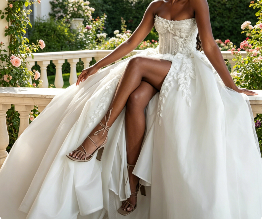 Ethereal Brautkleid Ballkleid Trägerlose Spitze Weiße Brautkleider Korsett Brautkleider DP1178