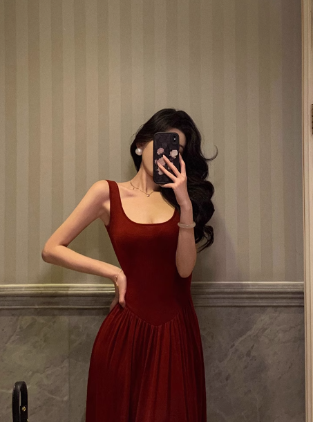 Sexy Mermaid Red Square Neckline 18th Birthday Dress Party Gown Birthday Outfits Birthday Dress Ideas For Women DP1298