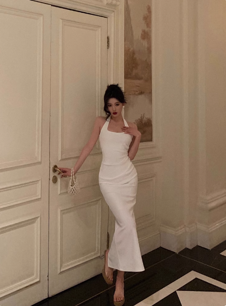 Elegant Sheath Halter White 21st Birthday Dress Party Gown Birthday Outfits Birthday Dress Ideas For Women DP1419