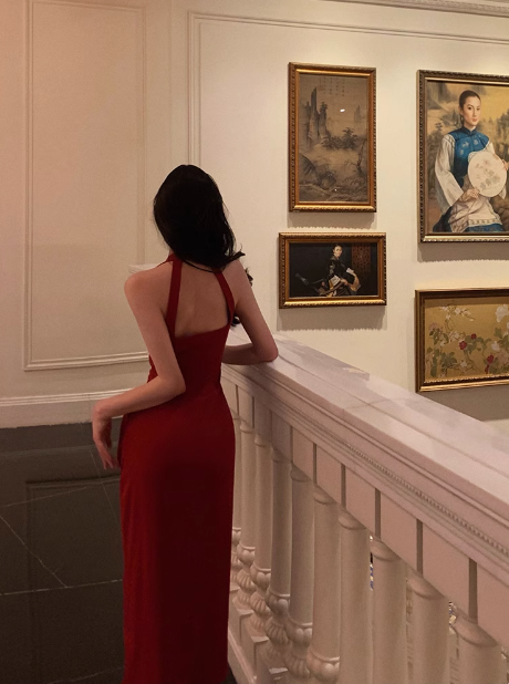 Robe de soirée élégante et glamour, style sirène, dos nu, rouge, DP1640