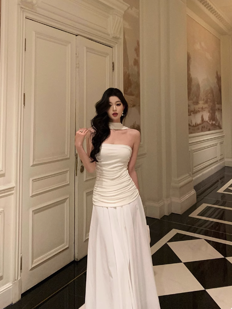 Classy A line Strapless White Sleeveless 18th Birthday Dress Party Gown Birthday Outfits Birthday Dress Ideas For Women DP552
