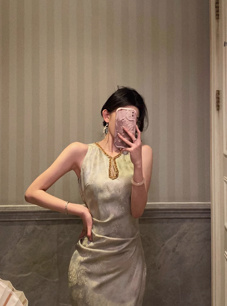 Classy Sheath Gold Beads Sleeveless 18th Birthday Dress Party Gown Birthday Outfits Birthday Dress Ideas For Women DP559