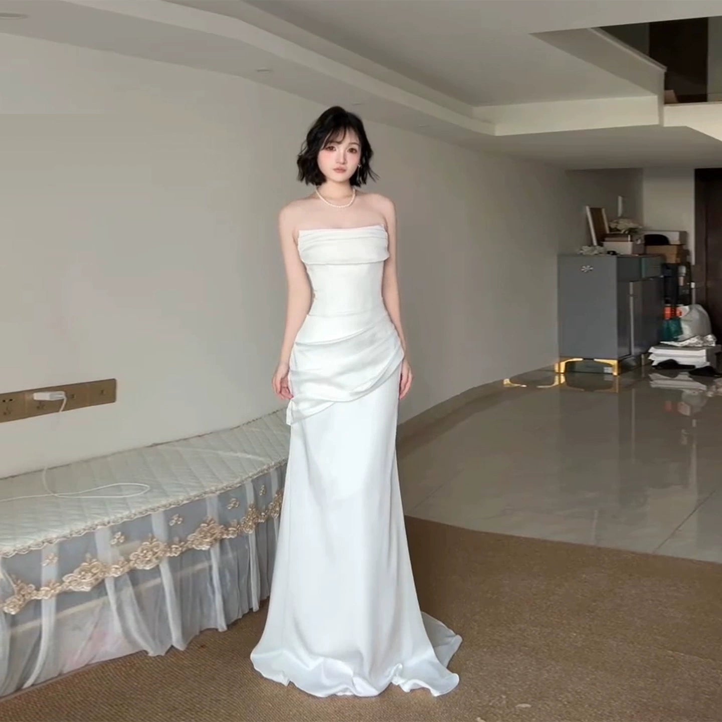 Robe blanche pour femme S985