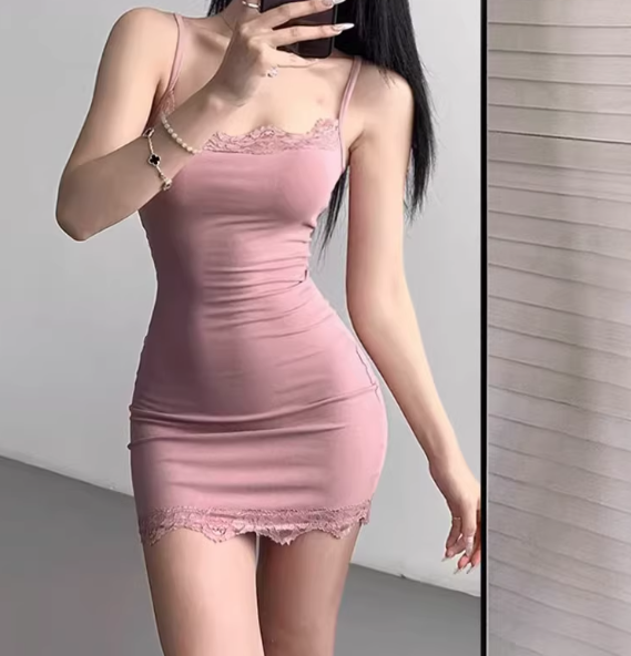 Modisches rosa Kleid S782
