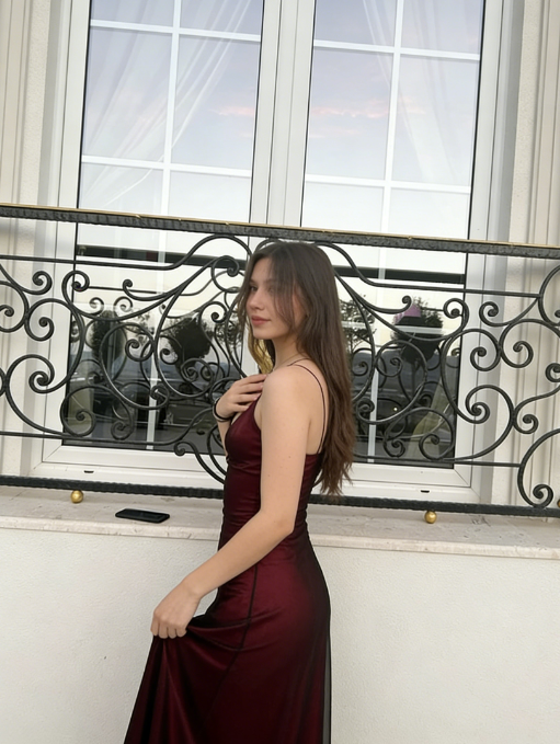 Modest Mermaid Spaghetti Straps Burgundy Black Prom Dresses Formal Summer Spring Wedding Guest Dresses Wedding Guest Outfit W0218