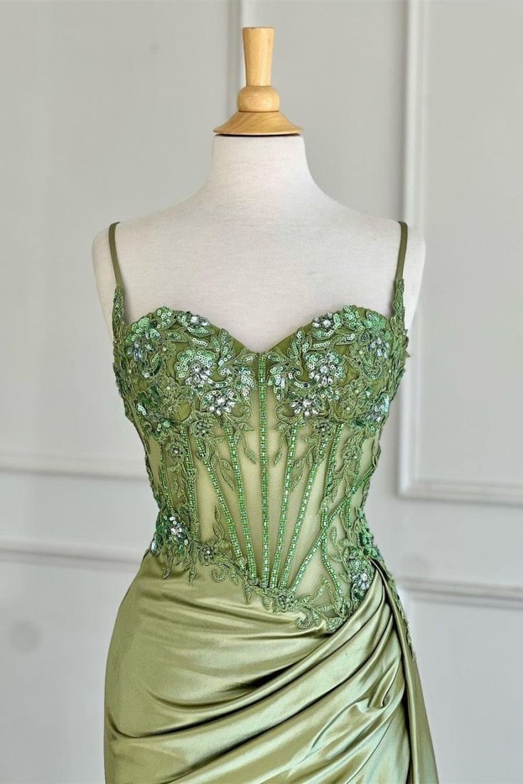 Sexy Silver Spaghetti Straps Mermaid Appliqued Prom Dress DP307