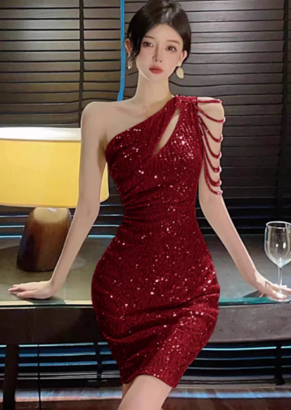 49,99 € | Burgunderrotes Damenkleid S58