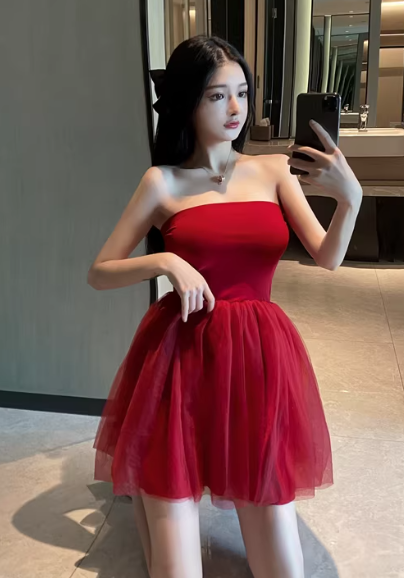 Rotes Damenkleid S88
