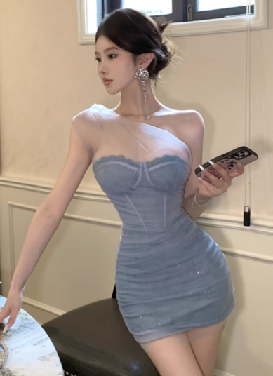 Blaues Damenkleid S101