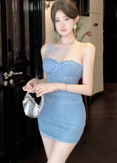 Blaues Damenkleid S101