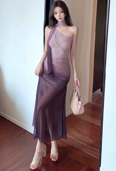 Blaues Damenkleid S101