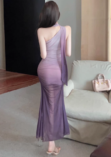 Blaues Damenkleid S101