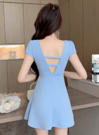Blaues Damenkleid S101