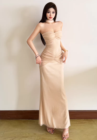 Fashion Champagne Women‘s Dress S417