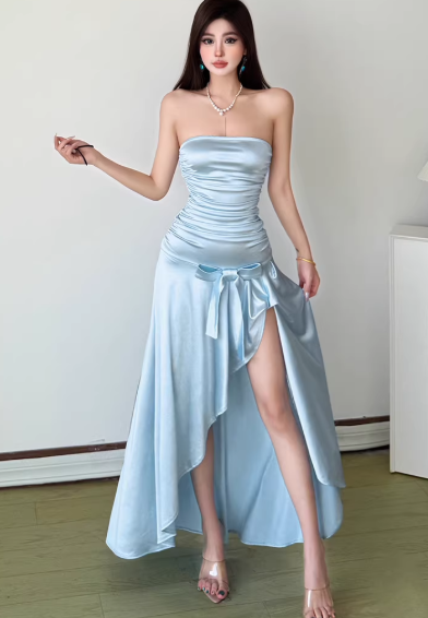 Blaues Damenkleid S101