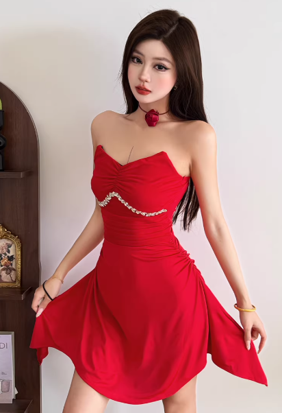 Chic Red Dress S456