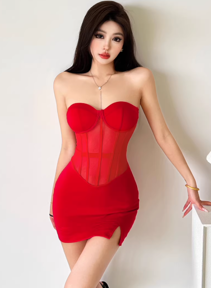 Chic Red Dress S464