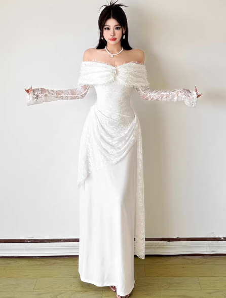 White Women's Dress S546