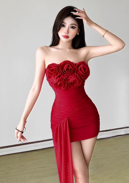 Chic Red Dress S471