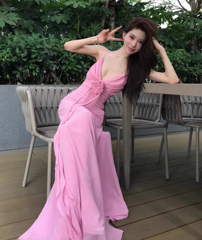 Rosa Damenkleid S1009