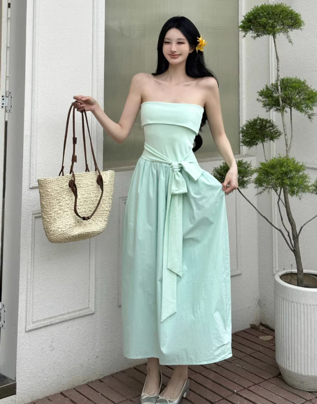 Grünes Damenkleid S1011