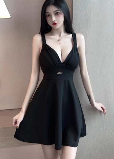 Black Short Women's Dress  S158
